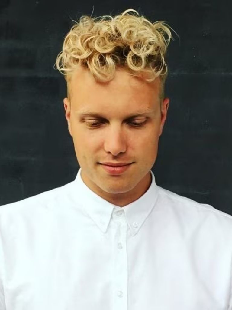 Blonde curly undercut