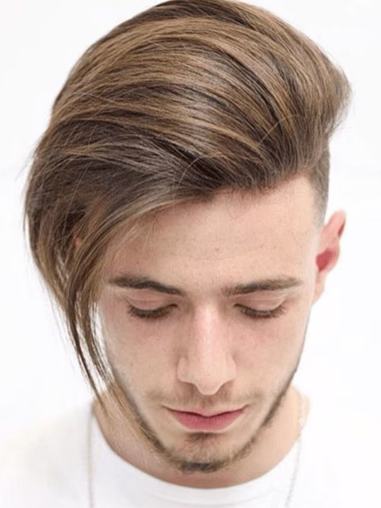 Long hair and side parting undercut