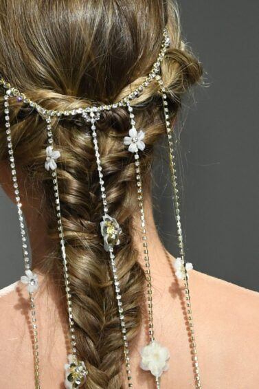 model wearing a fishtail braid
