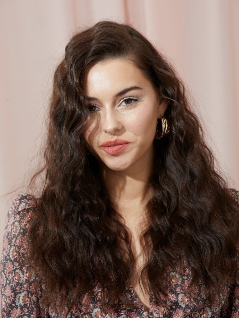 Woman with long wavy hair
