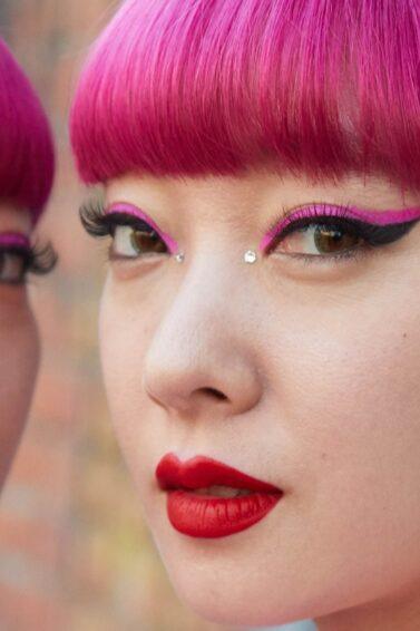 woman with pink hair