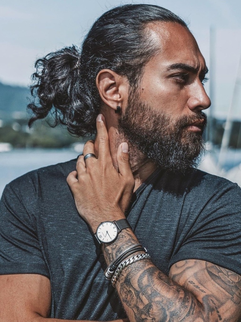 Man with long hair and a beard