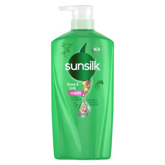Bottle of Stunsilk Strong & Long Shampoo