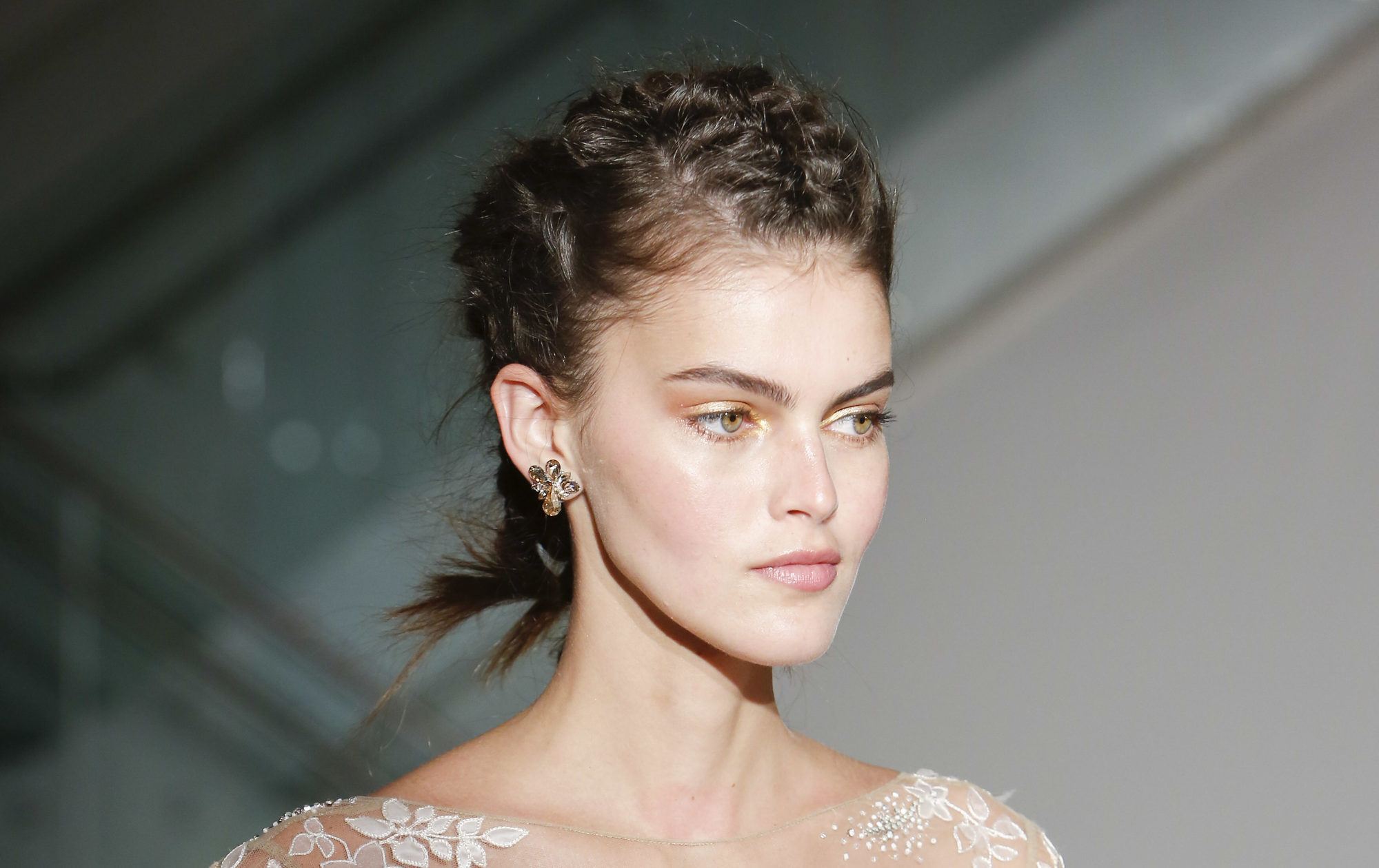 braid for short hair french braid style on model