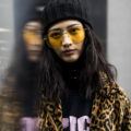Street Day3 New York Fall 2017 asian model with yellow sunglasses and black textured hair