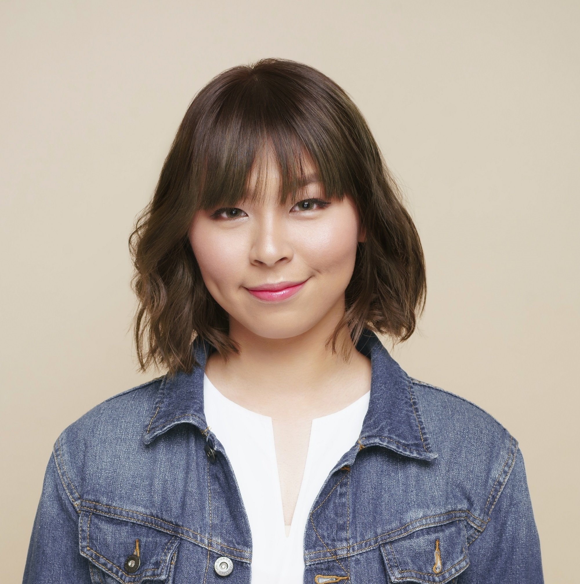 short hair for round face see through bangs