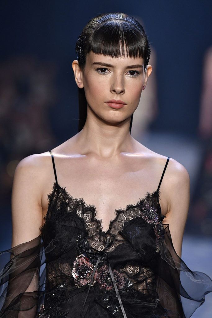 everyday hairstyles for work - half-up with bangs