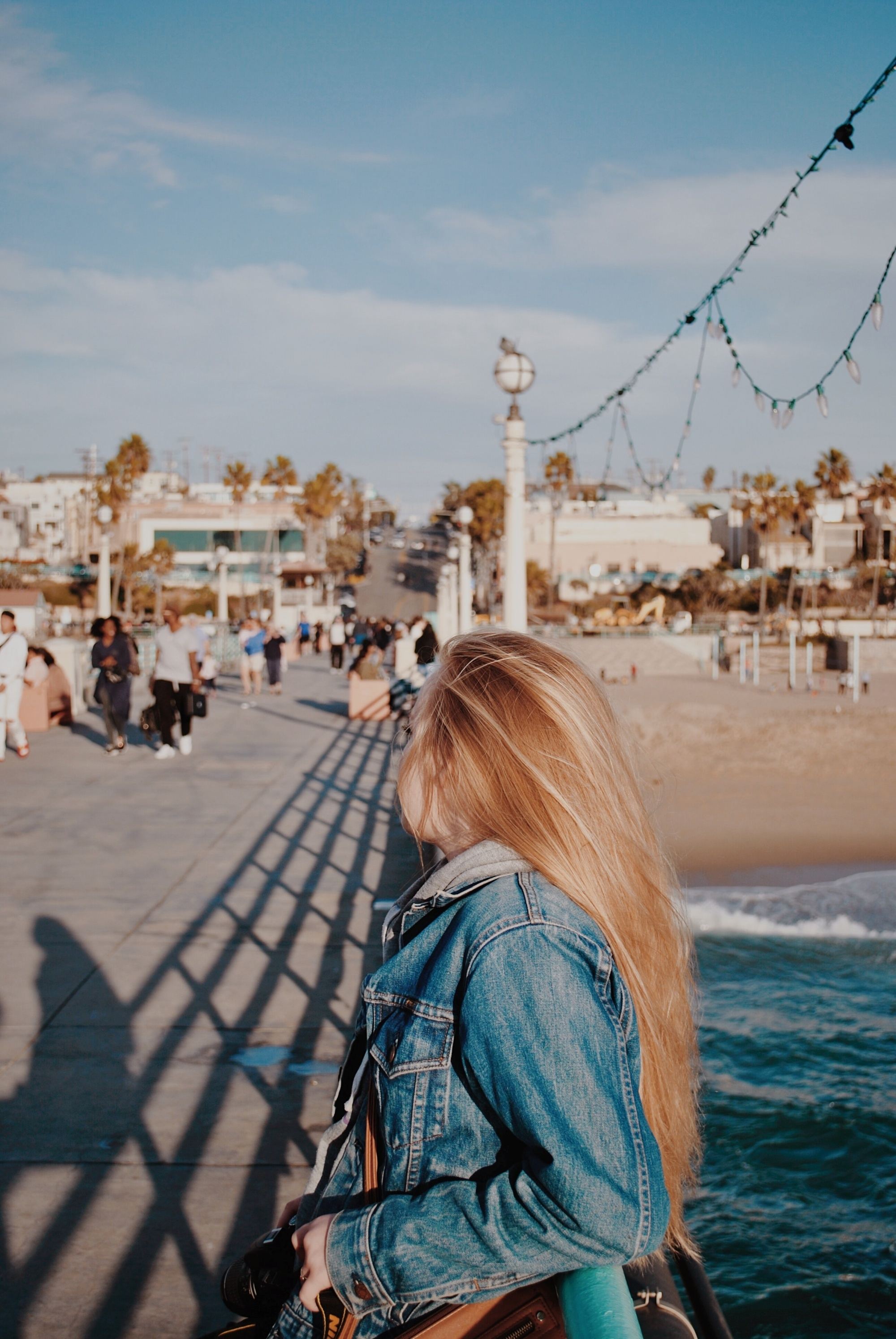 Woman with long strawberry blonde hair