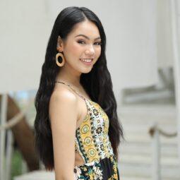 Asian woman with long mermaid hair