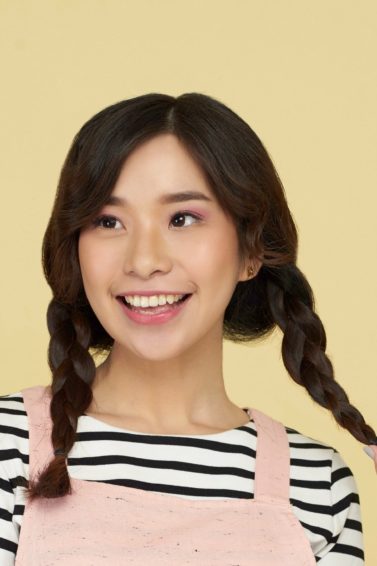 Two braids: Asian girl with two side braids