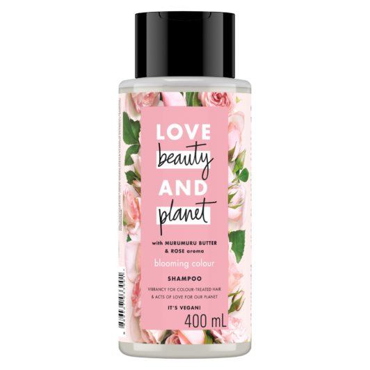 Bottle of Love Beauty and Planet pink shampoo