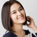 Asian woman with straight inverted bob hairstyle