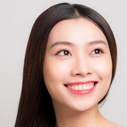 Asian woman with straight hair for a keratin smoothing treatment concept