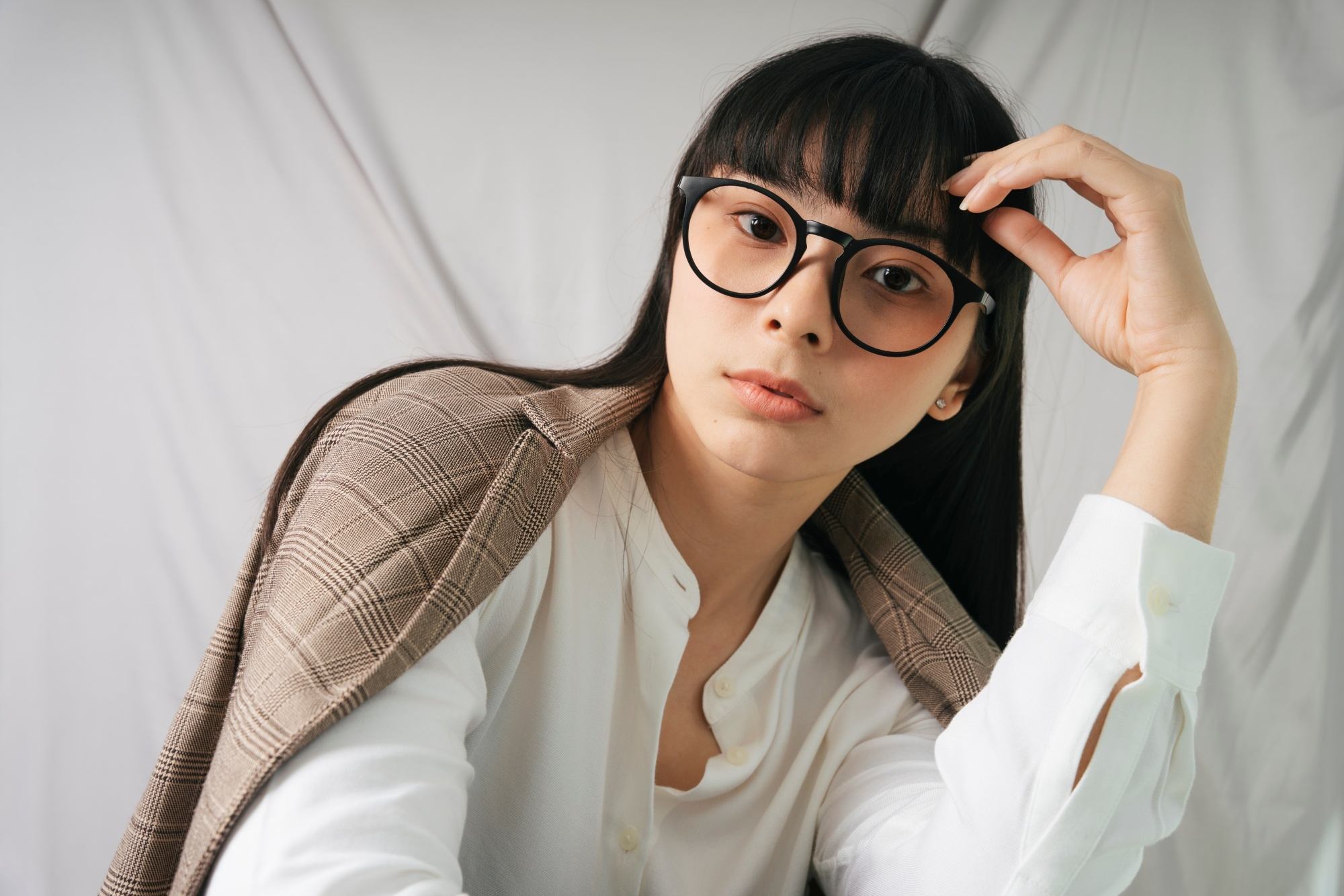 Bangs with glasses long hair with bangs shutterstock