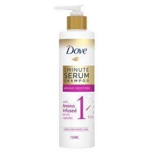 Bottle of Dove Amino Restore 1 Minute Serum Shampoo