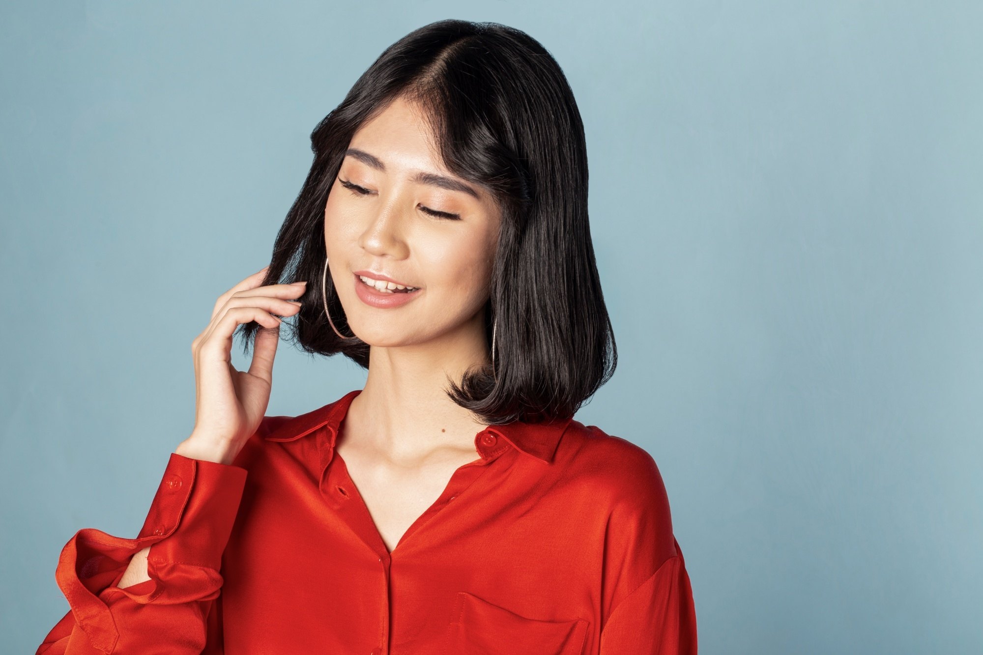 Asian woman with a Korean short haircut