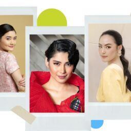 Collage of Asian women with Filipiniana hairstyles