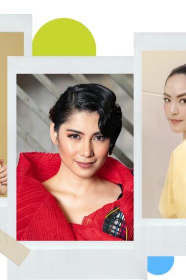 Collage of Asian women with Filipiniana hairstyles