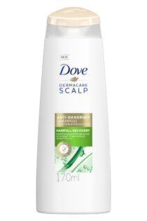 Bottle of Dove Dermacare Scalp Anti-Dandruff Hairfall Recovery Shampoo
